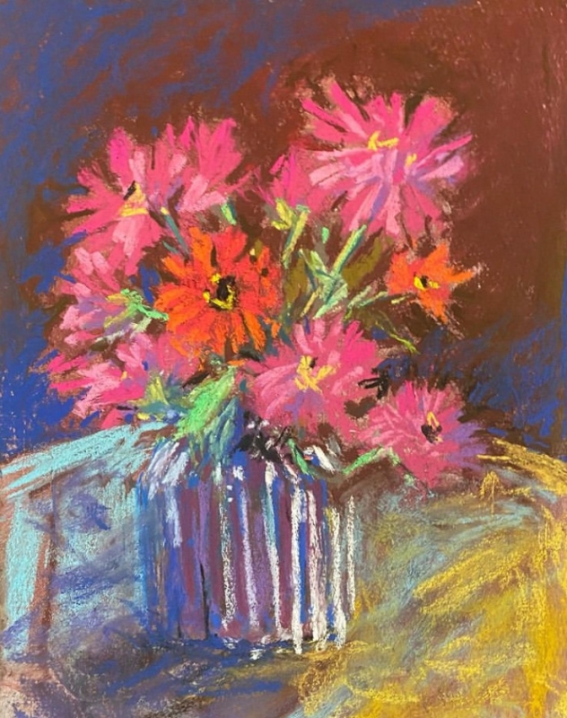 Zinnias Make You Smile by artist Julia Fletcher